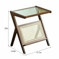thumbnail image 3 of Rattan Nightstand Side Table with Glass Top, Bamboo Boho Accent Table with Storage for Bedroom Living Room Small Spaces, Brown, 3 of 10