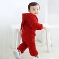 thumbnail image 7 of URMAGIC Newborn Baby Girl Boy Faux Sherpa Winter Rabbit Ear Hooded Romper Jumpsuit, 7 of 7