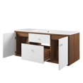 thumbnail image 3 of Sink Vanity Cabinet, Wall Mounted, Wood, Brown Walnut White, Modern Contemporary Urban Design, Hotel Bedroom Bathroom Master Suite Guest, 3 of 10