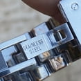 thumbnail image 6 of Mens Silver Tone Hip Hop Watch Blue Hands Heavy Iced Flooded Out Bling Square Face 8" inch Band, 6 of 13