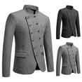 thumbnail image 4 of Veste de Costume Slim Fit pour Hommes avec Double Boutonnage devant, Col Montant et Manches Longues, 4 of 9