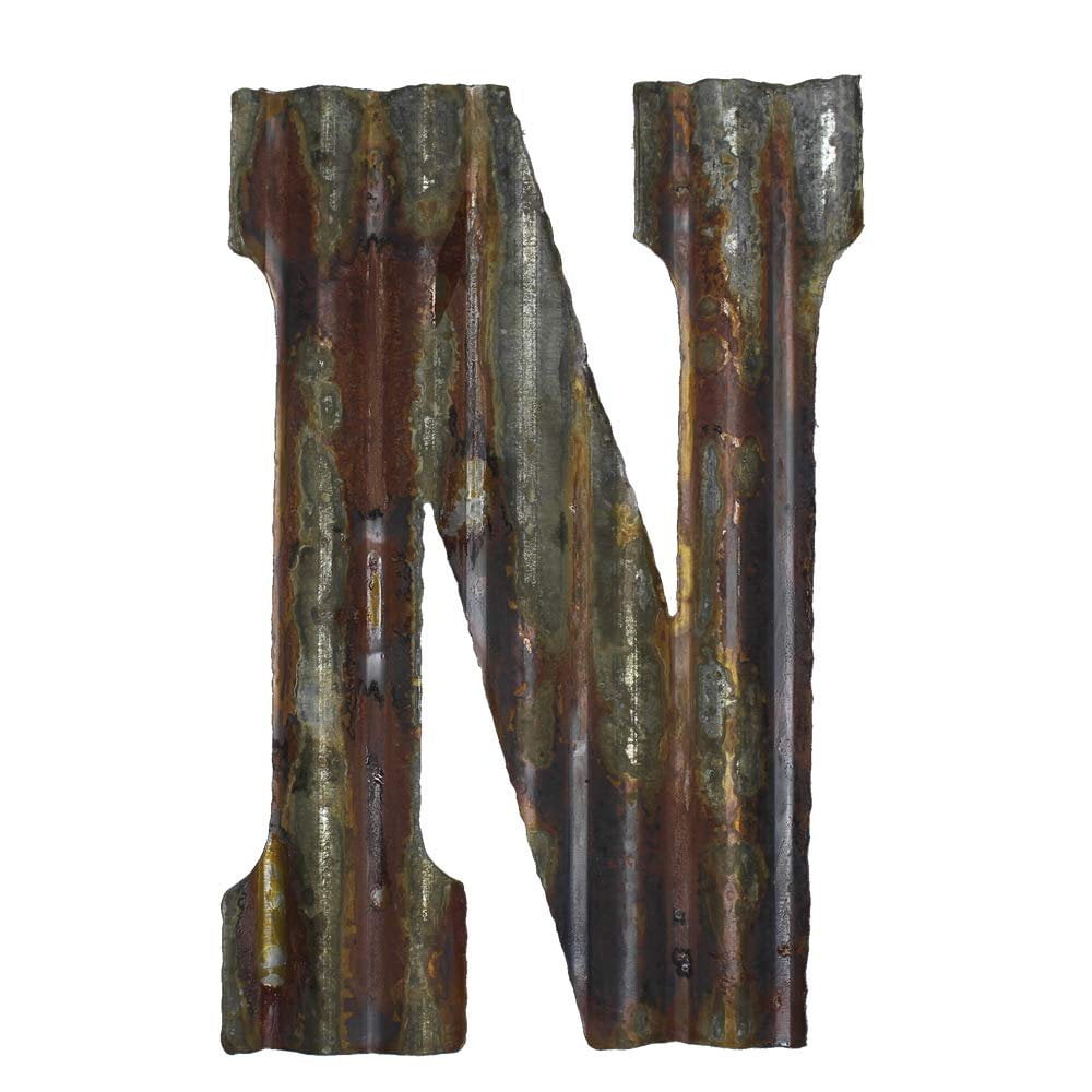 Farmhouse Rustic 12" Wall Decor Corrugated Metal Letter N Walmart
