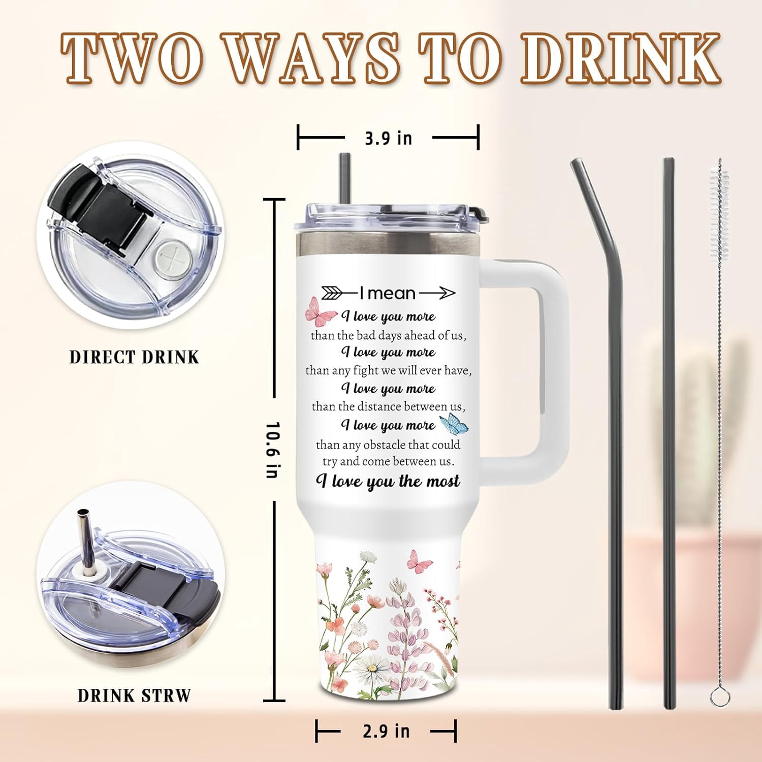 Niece Gifts from Auntie, Birthday Tumbler for Women, Christmas Graduation Gift for Nieces Adult, To My Niece, 40 Oz Tumbler with Handle Lids and Straw Christmas Gifts, 1PCS