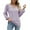 Purple, variant on WREESH Womens Fashion Dressy Tops Solid Color Jacquards V-Neck Long Sleeve Loose T-Shirt Pullover Purple
