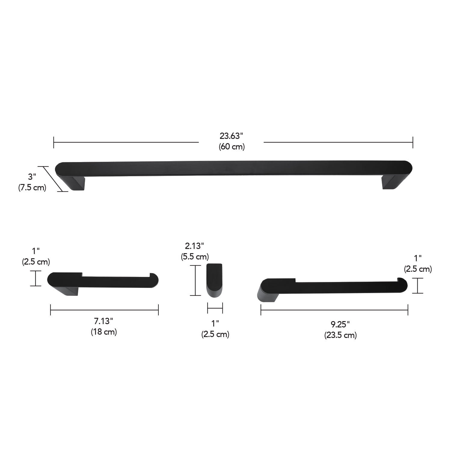Globe Electric 4-Piece Matte Black Bathroom Hardware Kit, Towel Bar, Toilet Paper Holder, Towel Ring, Robe Hook (1-Pack)