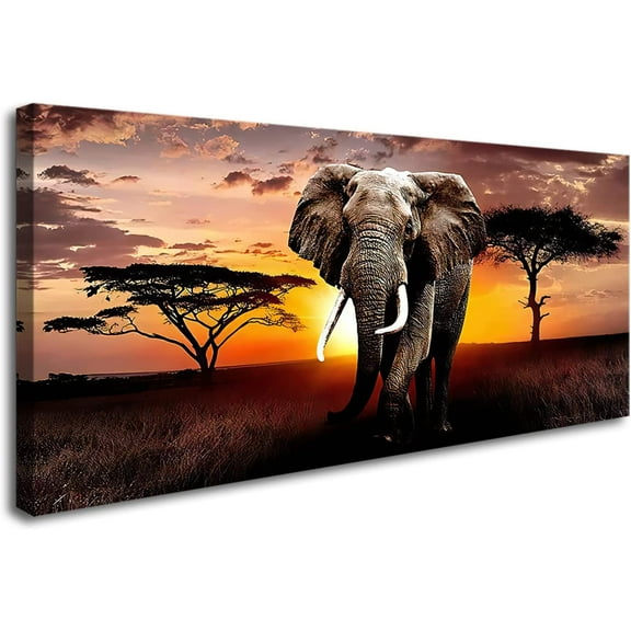 VELVET FC3062 Canvas Wall Art Elephant Picture African Wild Animals Artwork Painting Print for Living Room Bedroom Kitchen Home and Office Wall Decor 14x11inch Framed