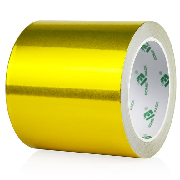 BOMEI PACK Aluminum Gold Foil Tape Heavy Duty,HVAC Sealing & Patching Hot Cold Air Duct Tape Aluminum Foil Tape for Pipe, Metal Repair,HVAC,Insulation (4 Inch)