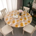 thumbnail image 2 of Round Vinyl Fitted Tablecloth with Flannel Backing Elastic Table Cloth Waterproof Oil-Proof Plastic Cover- Fits Tables up to 40" - 44" Diameter, 2 of 4