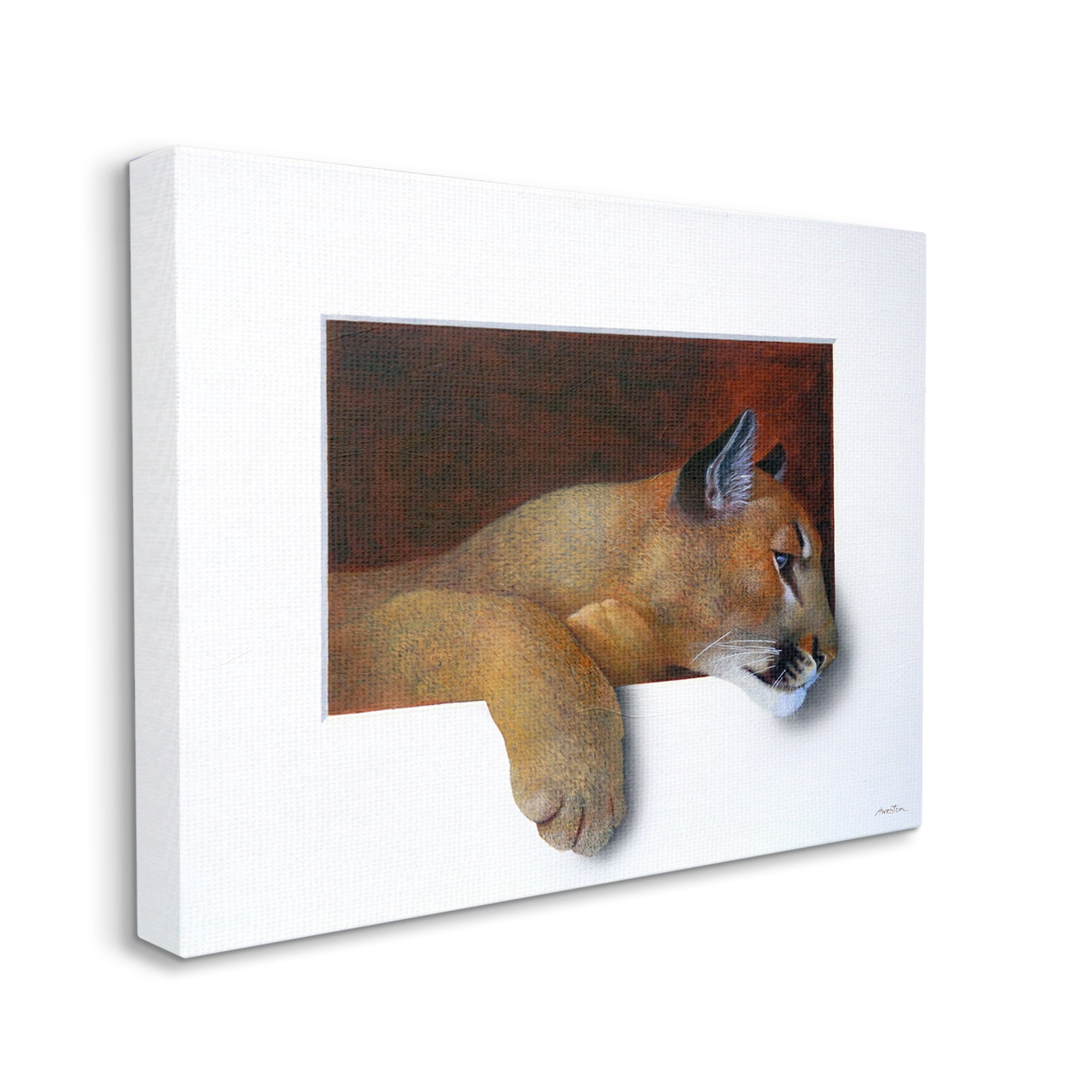 Stupell Industries Wild Cougar Resting Head Interesting Illusion Painting Painting Gallery Wrapped Canvas Print Wall Art, Design by Alan Weston