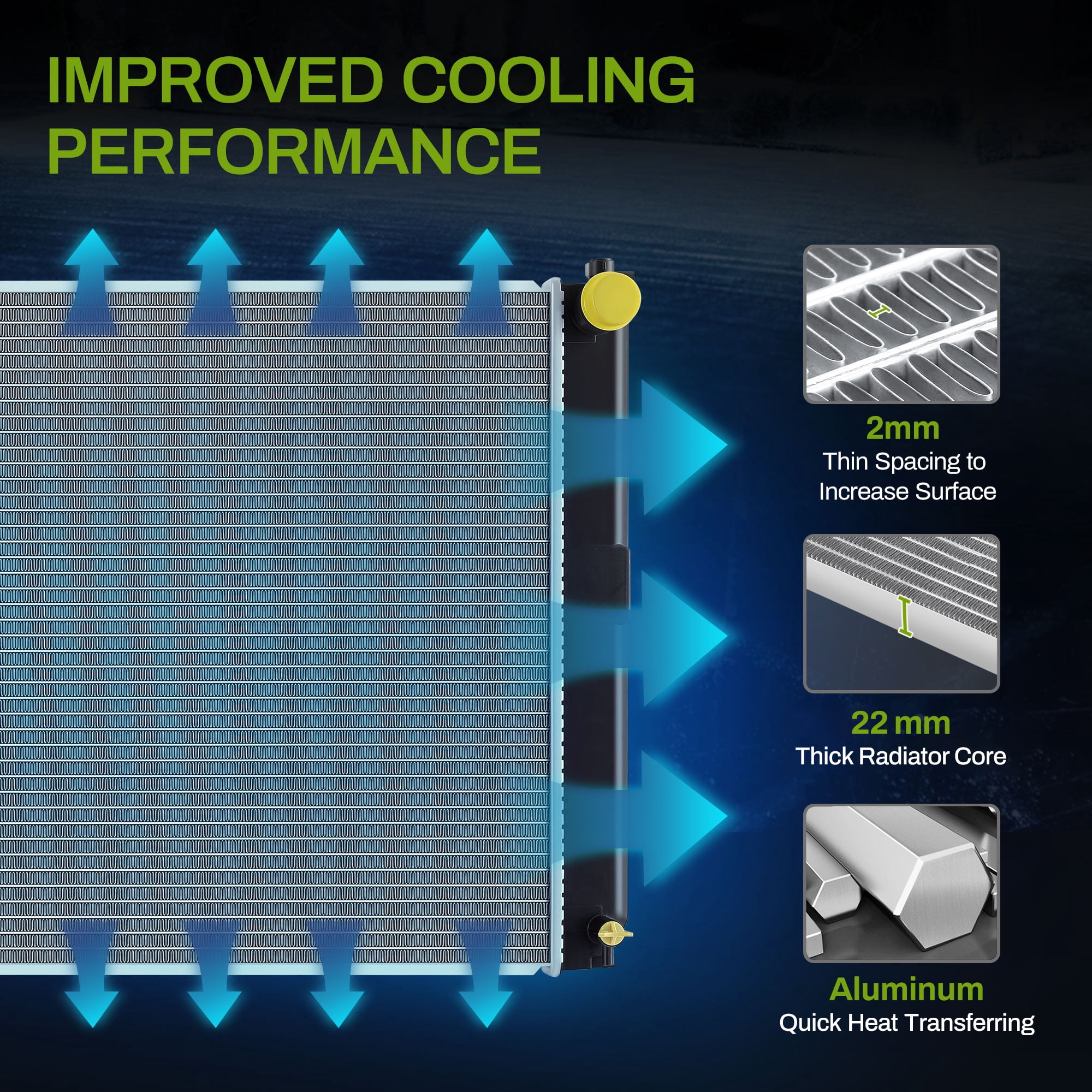 LEDKINGDOMUS Premium Aluminum Radiator for 2004 2005 2006 Lexus RX330 Base Sport 3.3L V6, Direct Fit Replacement Replaces 1604120311 1604120312