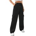 thumbnail image 2 of Womens Cargo Sweatpants Baggy Fleece High Waisted Joggers Sweat Pants Athletic Pants Black S, 2 of 8
