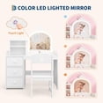 thumbnail image 2 of Litake Kids Vanity Desk with Mirror and Lights, Pink Princess Wooden Makeup Vanity with Chair, Storage Shelves and Drawers, 2-in-1 Girls Dressing Table, 2 of 7