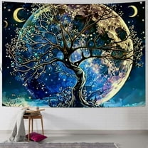 Creowell  Moon Tree of Life Tapestry for Bedroom Space Mountain Landscape Wall Tapestry Aesthetic Fantasy Tree Art Decor Posters Wall Hanging for Living Room Dorm  40x30inch
