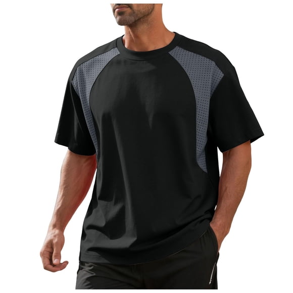 Zshosam Camisetas Para Hombre Men’s Short Sleeve Crew Neck T-Shirt - Quick Dry Tee Men Fashion T-Shirt Active Athletic t Shirt Size L,(Black L)