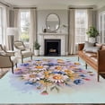 thumbnail image 2 of Area Rug 60×96in, Floral Daisy Colorful Flower Floor Carpet Living Room Rug, Simple Spring Watercolor Plant Non-Slip Welcome Mat Indoor Rugs for Bedroom Dining Room, 2 of 9