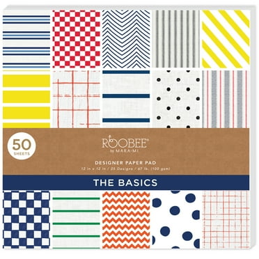 Roobee by Mara Mi Stripes and Dots Scrapbook Paper- 12" x 12" - 24 lb/ 110 GSM, 50 sheets
