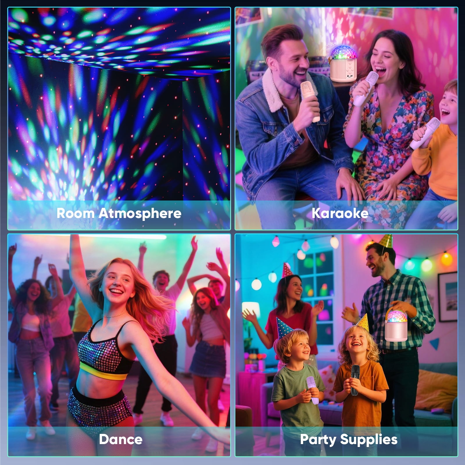 Mini Karaoke Machine for Kids, Gifts for Girls Ages 3-12, Bluetooth Speaker with 2 Wireless Karaoke Microphones, Gifts for 3+ Kids Adults