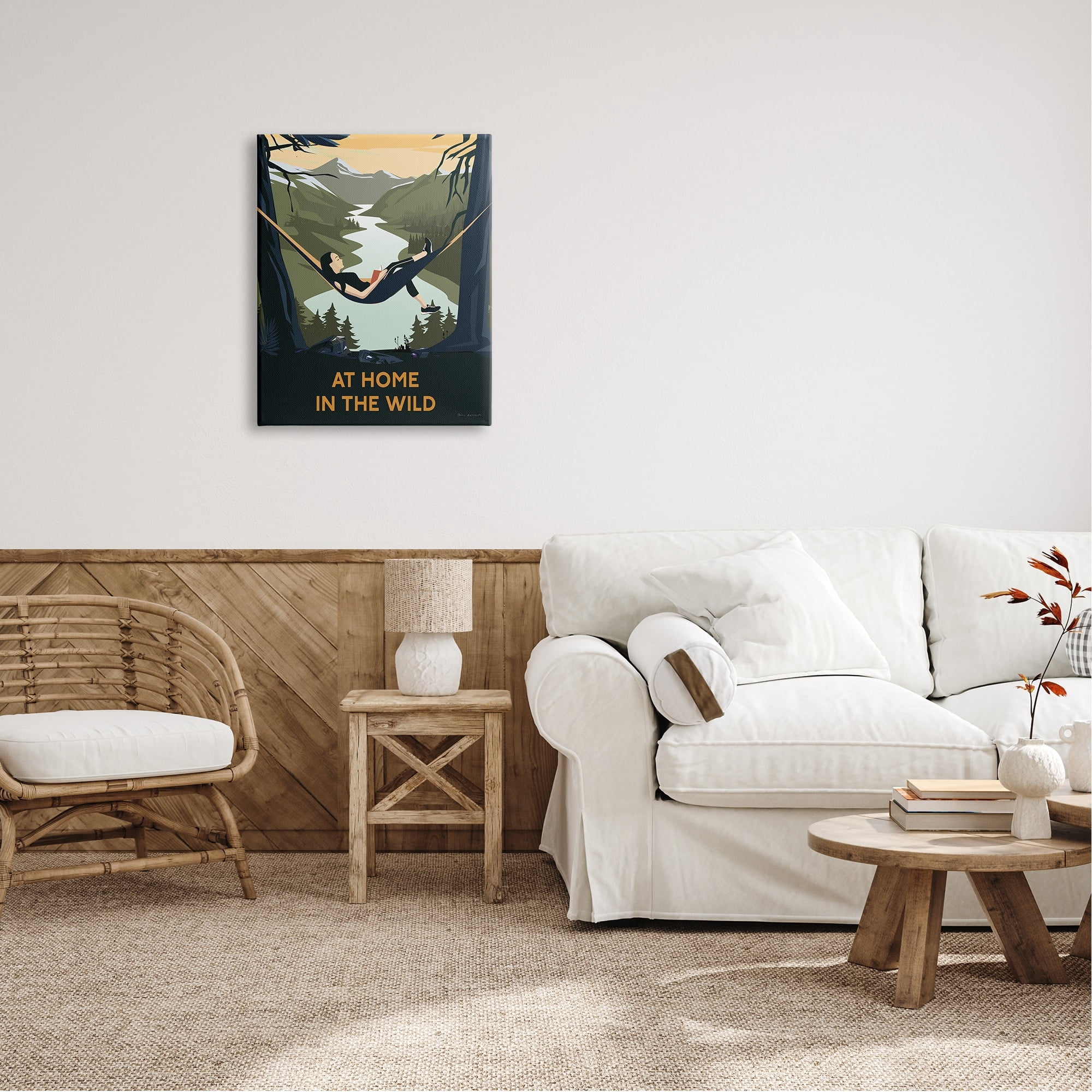 Stupell Industries Home In Wild Mountainside River Landscape Hammock Girl Canvas Wall Art, 24 x 30, Design by Omar Escalante