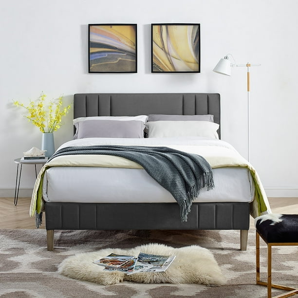 Modern Essentials Barclay Channel Tufted Upholstered Platform Bed Frame