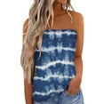 thumbnail image 1 of Gibobby Mujeres Pringting sin tirantes Bandeau Tank Casual sin mangas verano vacaciones suelta vacaciones Top camisa blusa mujeres Top(Azul,CH), 1 of 4