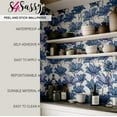 thumbnail image 5 of S4Sassy Removable Nature-inspired Waterproof Wall Wrap, Textured Finish Wallcover, Abstract Lily Mosaic Contact Paper for Walls, Cabinets, Dresser, Self Adhesive Vinyl Wallpaper Roll- Blue (25"x60"), 5 of 8