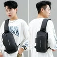 thumbnail image 2 of Anti-Theft Sling Bag Sling Bag for Men Anti-theft USB Crossbody Shoulder Backpack Purse Waterproof PU Leather Chest Bag Travel Daily Use, 2 of 14