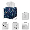 thumbnail image 3 of FUIALDOLG Tissue Box Cover PU Leather Car Tissue Holder Square Waterproof Facial Paper Organizer Dispenser for Bathroom, Vanity Countertop, Tabletop, Blue Neon Butterfly, 3 of 7
