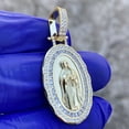 thumbnail image 2 of 14K Gold Plated On 925 Silver Holy Virgin Mary La Virgen Guadalupe Oval Pendant 1.25", 2 of 5