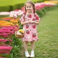 thumbnail image 6 of 3-12 Years Children's Kids Girl Summer Casual Short Sleeve Round Neck Fashion Printed Dress Vestidos de chicas, 6 of 8