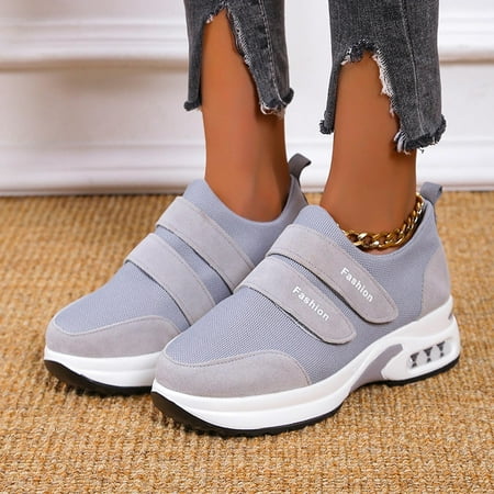 

Ecqkame Women s Sneakers Clearance Women Breathable Sneakers Color Solid Color Shoes Plus Size Fashion Sports Casual Shoes Gray 39