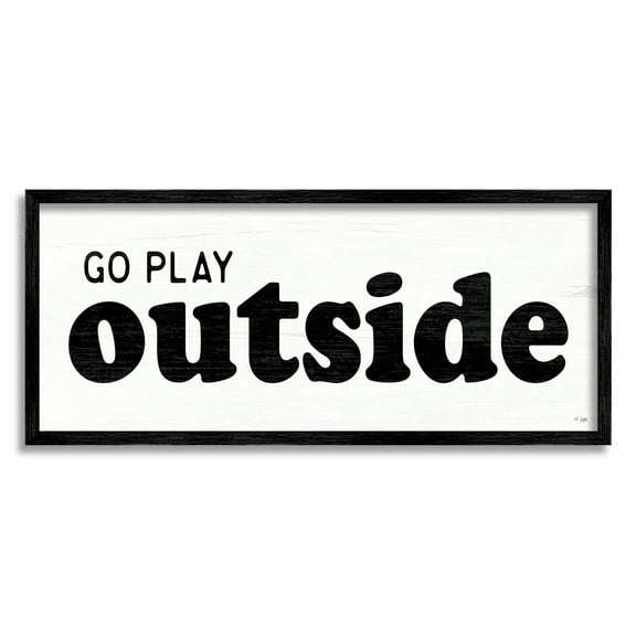 Stupell Industries Go Play Outside Phrase Typography Painting Black Framed Art Print Wall Art, 24 x 10