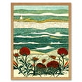 thumbnail image 1 of Floral Shoreline Coastal Landscape Summer Seaside Art Print Framed Poster Wall Decor 12x16 inch, 1 of 5