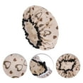 thumbnail image 3 of Unique Bargains Floral Double Layer Shower Cap 1 Pc Coffee Color Heart, 3 of 5