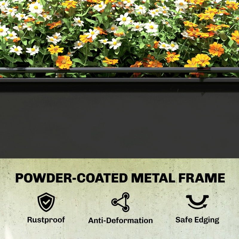 Alvantor Black 40' L x 20' M x 54' H Elevated Raised Planter with Flip-Up Greenhouse Cover