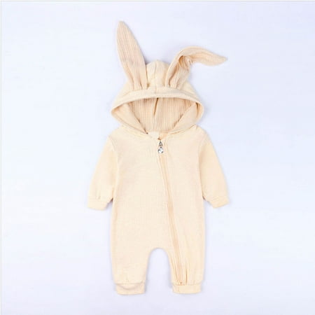 

KONBECA Baby Boys Girls Rompers Infants Pure Cotton Coverall Infant Baby Boys Girls Cartoon Print Bodysuit Rabbit Ears Hooded Romper Jumpsuit Outfits Outfits (0-18 Months)