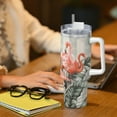 thumbnail image 6 of Sikiie Tropical With Flamingos Insulated Stainless Water Bottle Lid Travel Mug Cup Insulated Tumblers Cup 40oz Ice Bully With Handle, 6 of 8