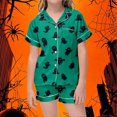 thumbnail image 2 of Halloween Pajamas Kids Size 6-7 Years Halloween Loungewear Short Sleeve Top and Shorts Cozy Set Pjs for Boys Green, 2 of 4