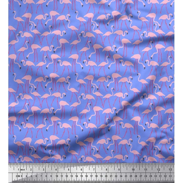 Soimoi Rayon Fabric Flamingo Bird Print Sewing Fabric Yard 42 Inch Wide