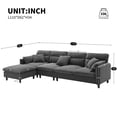 thumbnail image 5 of 110*62" Modern Convertible Sectional Sofa, L-shaped Reversible Couch Set with Free Pillows, 5 Seat Cloud Chenille Indoor Furniture with Ottoman for Living Room, Apartments (Gray), 5 of 11