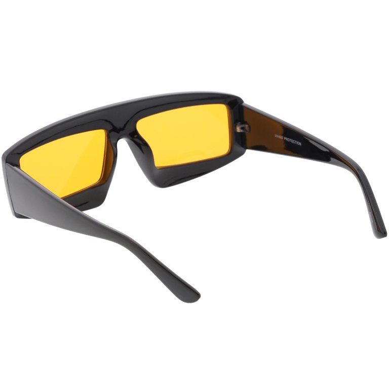 Futuristic Rectangle Sunglasses Wide Arms Color Tinted Lens  display picture 1