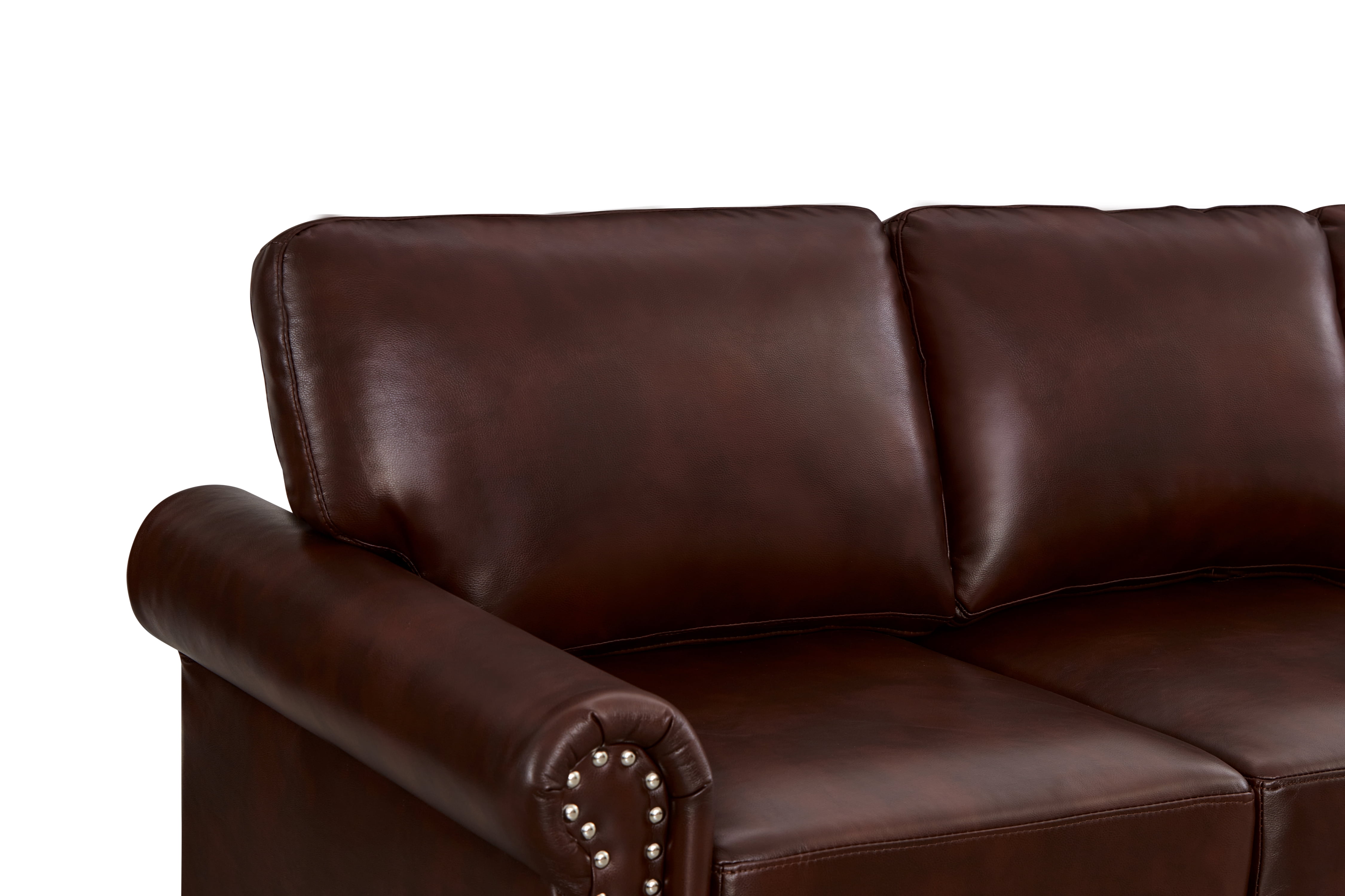 Classic Faux Leather Loveseat Small Sofa Couch with Nailhead Trim and Removable Cushions for Living Room Office Apartment