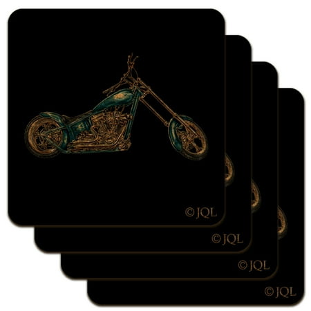 

Chopper Motorcycle Blue Eagle Bike Low Profile Novelty Cork Coaster Set