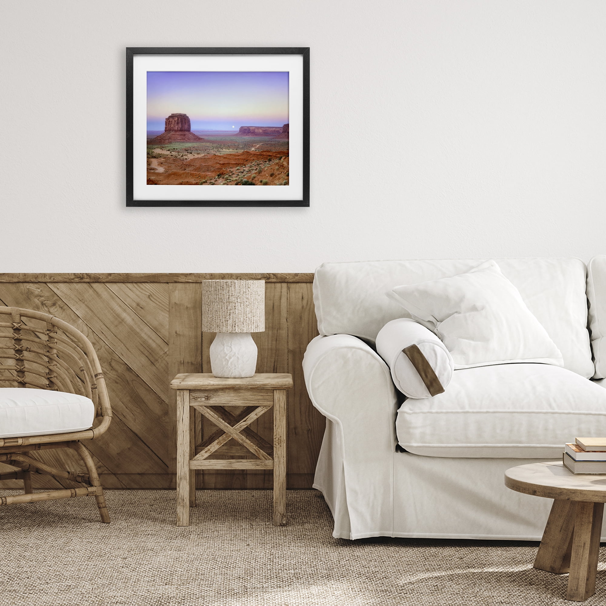 Stupell Industries Moonrise Over Monument Valley Black Framed Print Under Glass, design by Dennis Frates
