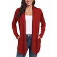 thumbnail image 2 of JWD Womens Casual Lightweight with Pocketes Long Sleeve Open Front Cardigan Red-L, 2 of 6