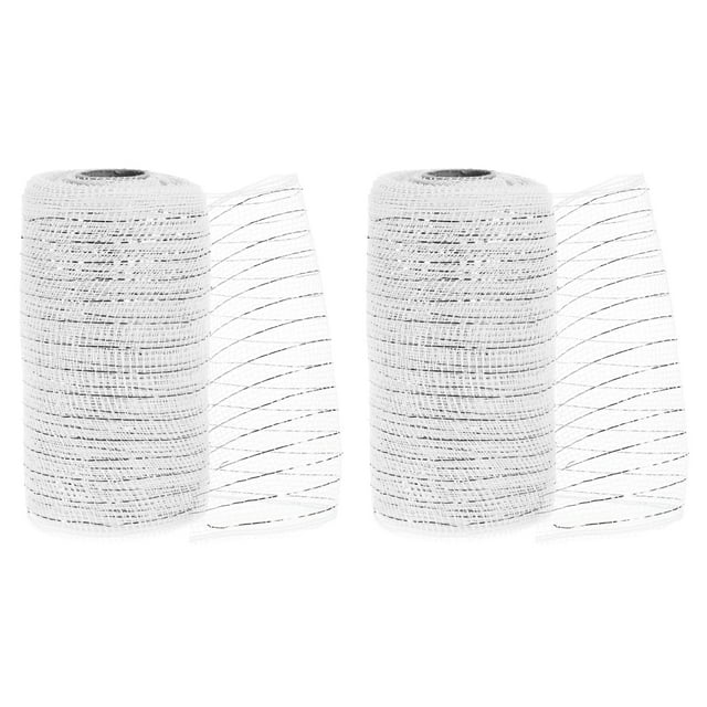 Unique Bargains 2pcs Decorative Mesh, 5.9in x 10 Yard Mesh Ribbon Roll Foil Metallic for Christmas Tree Decoration, Silver