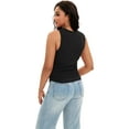 thumbnail image 4 of DARING DIVA Women's Summer Ribbed High Neck Casual Basic Tank Tops XL Black, 4 of 7