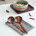 thumbnail image 3 of Handcrafted Wooden Ramen Soup Spoon, Long Handle Hot Pot Spoon Stainers, Ramen Ladle Strainer Kitchen Utensils, 3 of 8