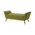 thumbnail image 6 of SAFAVIEH Couture Damian Solid Tufted Linen Contemporary Bench, Olive Green/Dark Brown, 6 of 8