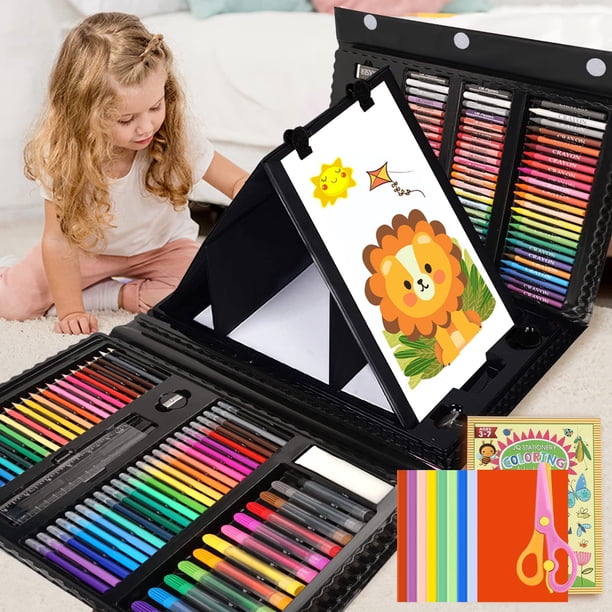 Kit de materiales de arte PENCCOR de 208 piezas con caballete para niños