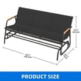 thumbnail image 4 of Dextrus 3-Person Outdoor Glider Bench, Patio Double Swing Rocking Chair Loveseat w/Powder Coated Steel Frame for Backyard Garden Porch, Black, 4 of 10